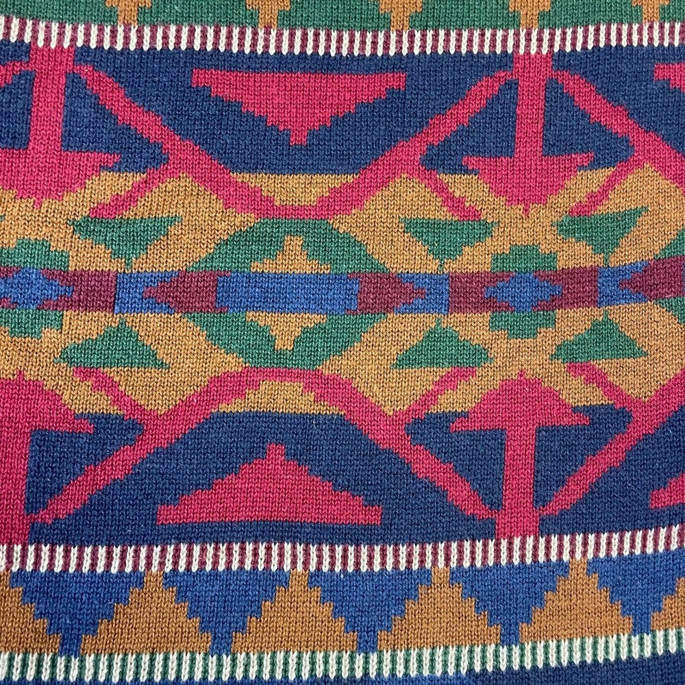 VTG JH Collectibles Southwestern Knit Shawl Wrap Scarf Fringe Trim Geometric - Picture 10 of 14